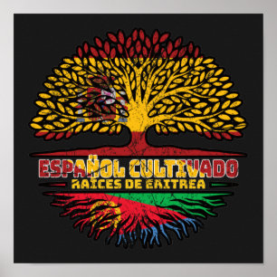 Eritrea Eritrean Spain Spanish Tree Roots Flag Poster