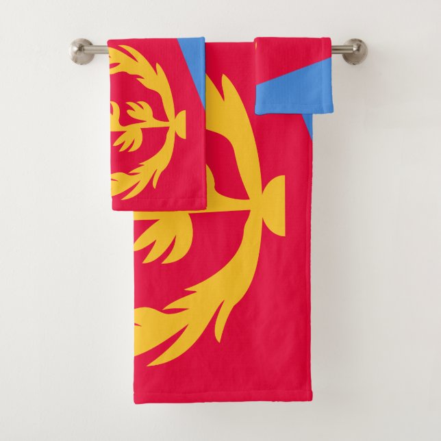 Eritrea Flag Bath Towel Set (Insitu)