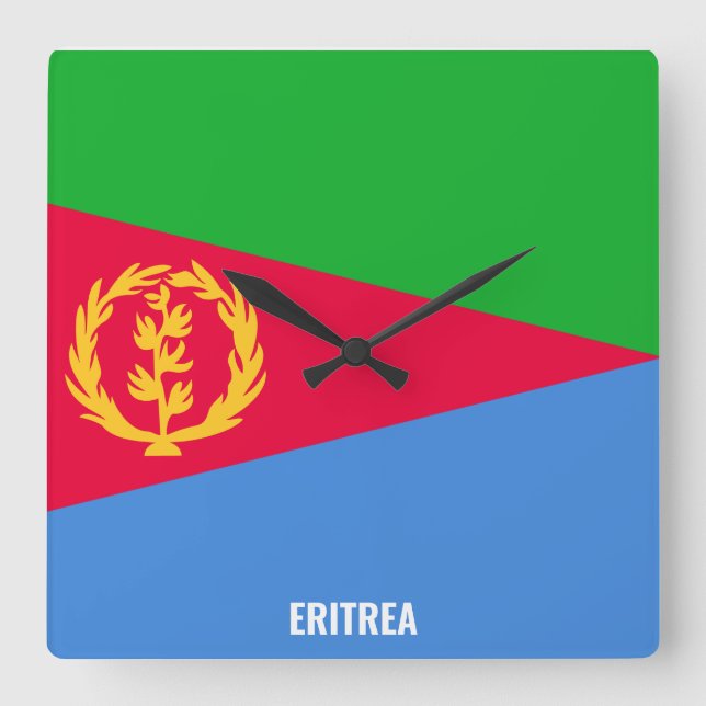 Eritrea Flag Dazzling Patriotic Square Wall Clock (Front)