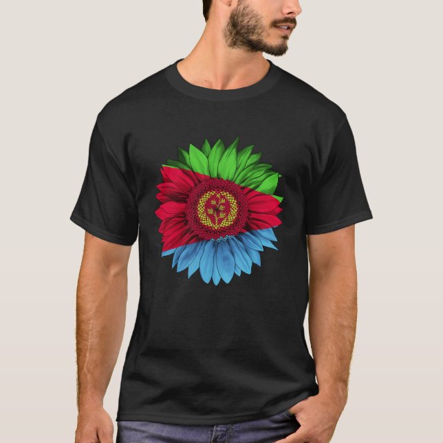 Eritrea Flag Sunflower Eritrean Roots Proud Patrio T-Shirt (Front)