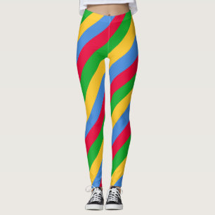 Eritrea National Flag Colours Diagonal Striped Leggings