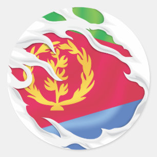 Eritrea Ripped Flag Classic Round Sticker