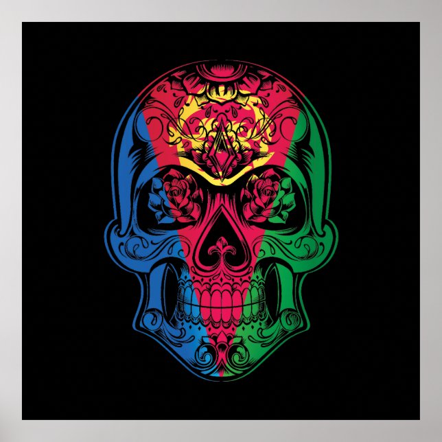 Eritrea  Skull And Roses Flag Poster (Front)