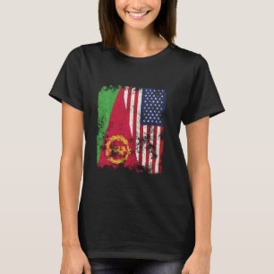 Eritrea USA Flag Distressed - Half American T-Shirt