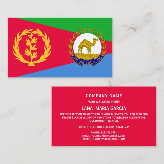Eritrean Flag & National Emblem, Flag of Eritrea Business Card (Front/Back)