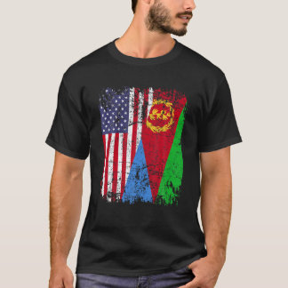 ERITREAN ROOTS Half American Flag USA ERITREA FLAG T-Shirt