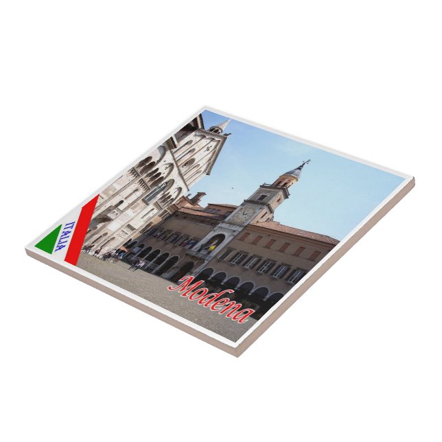 ERM010 MODENA, Town Hall And Cathedral, Ceramic Tile (Side)