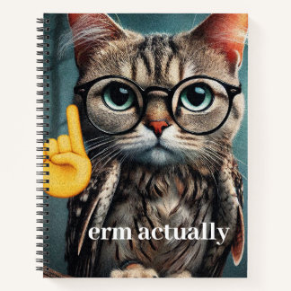 Erm Actually... Nerd Cat Meme Notebook
