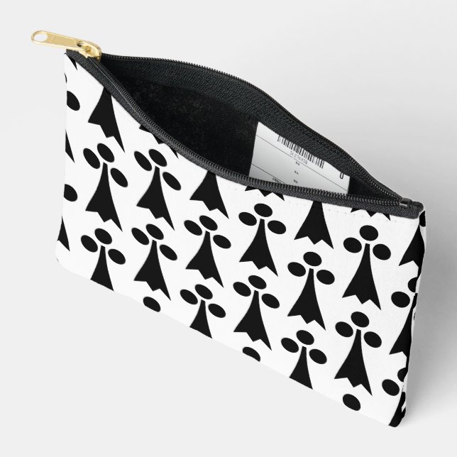 Ermine Pattern, Mediaeval Pattern, Black on White Accessory Pouch (Open)