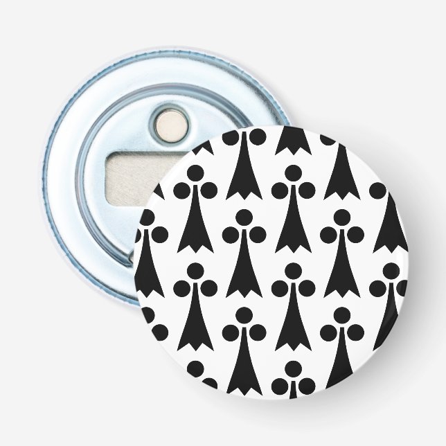 Ermine Pattern, Mediaeval Pattern, Black on White Bottle Opener (Front)