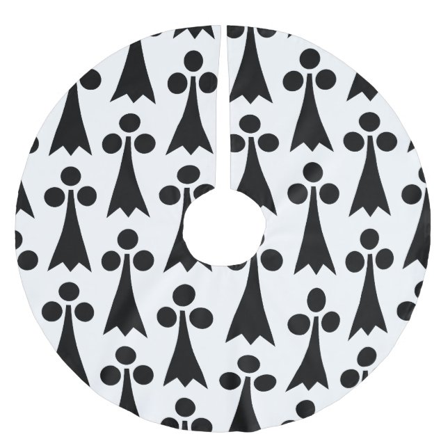 Ermine Pattern, Mediaeval Pattern, Black on White Brushed Polyester Tree Skirt (Front)