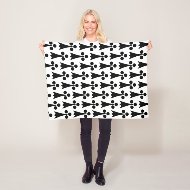Ermine Pattern, Mediaeval Pattern, Black on White Fleece Blanket (In Situ)