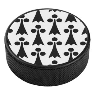 Ermine Pattern, Mediaeval Pattern, Black on White Hockey Puck