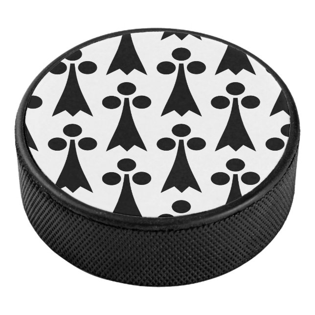Ermine Pattern, Mediaeval Pattern, Black on White Hockey Puck (3/4)