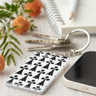 Ermine Pattern, Mediaeval Pattern, Black on White Key Ring
