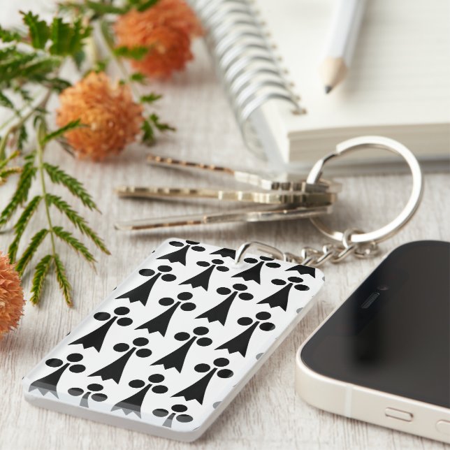 Ermine Pattern, Mediaeval Pattern, Black on White Key Ring (Front Right)
