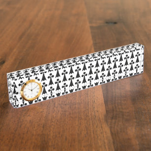 Ermine Pattern, Mediaeval Pattern, Black on White Nameplate