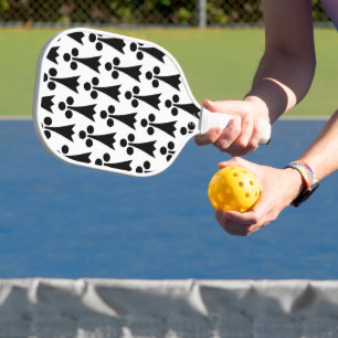 Ermine Pattern, Mediaeval Pattern, Black on White Pickleball Paddle