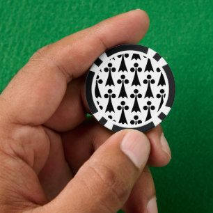 Ermine Pattern, Mediaeval Pattern, Black on White Poker Chips