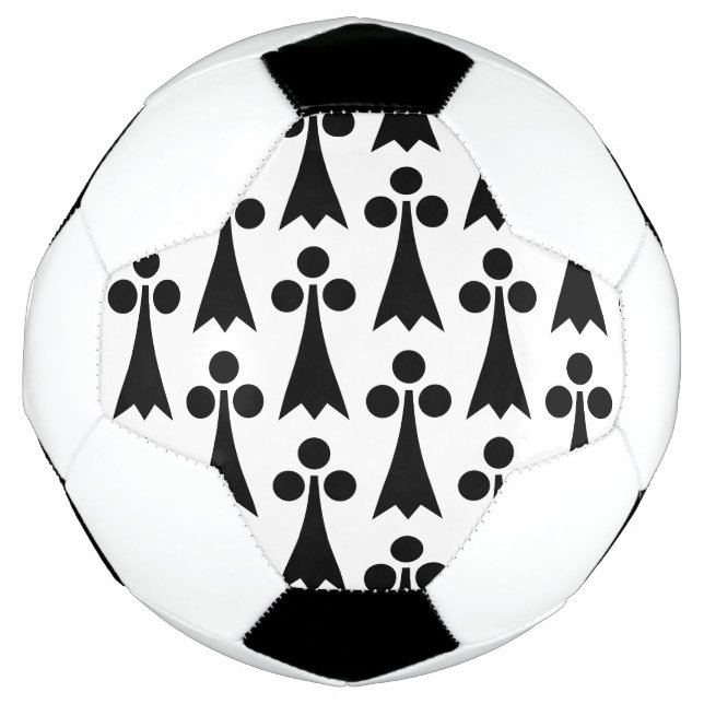 Ermine Pattern, Mediaeval Pattern, Black on White Soccer Ball (Front)
