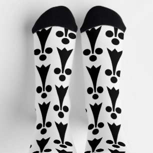 Ermine Pattern, Mediaeval Pattern, Black on White Socks