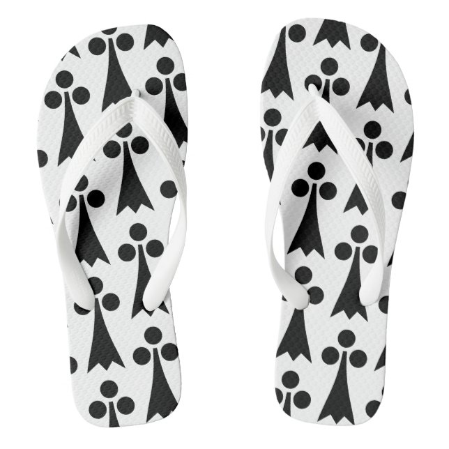 Ermine Pattern, Mediaeval Pattern, Black on White Thongs (Footbed)