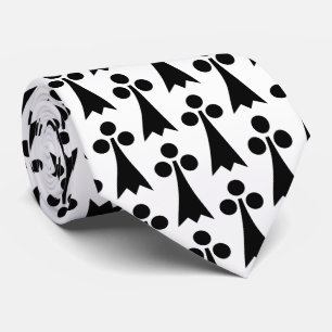 Ermine Pattern, Mediaeval Pattern, Black on White Tie