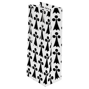 Ermine Pattern, Mediaeval Pattern, Black on White Wine Gift Bag