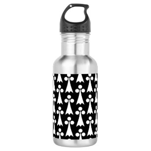 Ermine Pattern, Mediaeval Pattern, White on Black 532 Ml Water Bottle