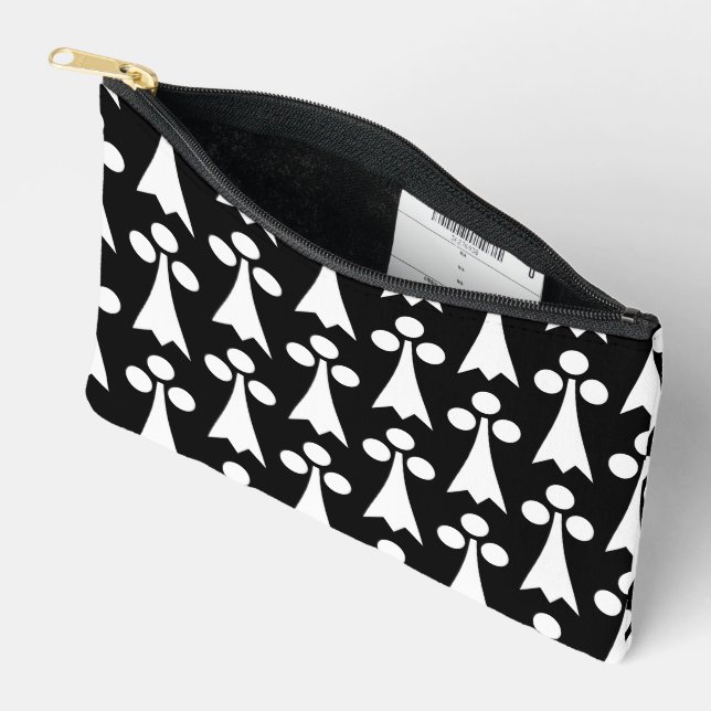 Ermine Pattern, Mediaeval Pattern, White on Black Accessory Pouch (Open)