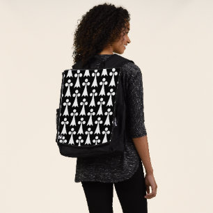 Ermine Pattern, Mediaeval Pattern, White on Black Backpack