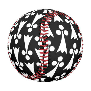 Ermine Pattern, Mediaeval Pattern, White on Black Baseball
