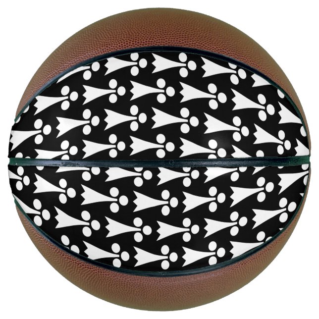 Ermine Pattern, Mediaeval Pattern, White on Black Basketball (Front)