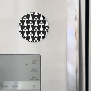 Ermine Pattern, Mediaeval Pattern, White on Black Magnet