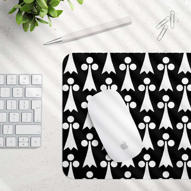 Ermine Pattern, Mediaeval Pattern, White on Black Mouse Pad (Creator Uploaded)