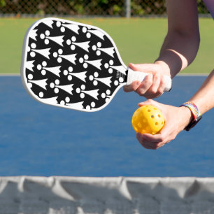Ermine Pattern, Mediaeval Pattern, White on Black Pickleball Paddle