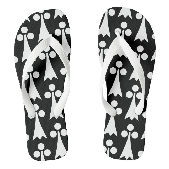 Ermine Pattern, Mediaeval Pattern, White on Black Thongs (Footbed)
