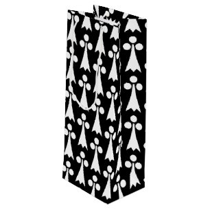 Ermine Pattern, Mediaeval Pattern, White on Black Wine Gift Bag