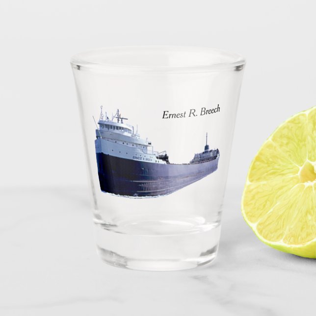 Ernest R. Breech shot glass (Front)