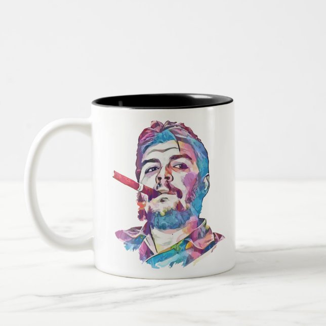 Ernesto Che Guevara Smoking Cigar Two-Tone Coffee Mug (Left)