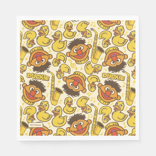 Ernie and Rubber Duckie Pattern Napkin (Front)