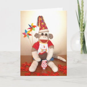 Ernie the Sock Monkey 5th Birthday Card