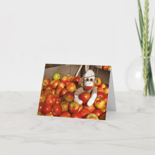 Ernie the Sock Monkey Apples Note Card