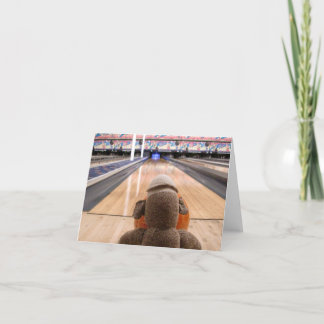 Ernie the Sock Monkey Bowling Note Card