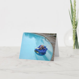 Ernie the Sock Monkey Swimming Pool Note Card