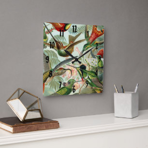 Ernst Haeckel Art Print: Trochilidae Square Wall Clock