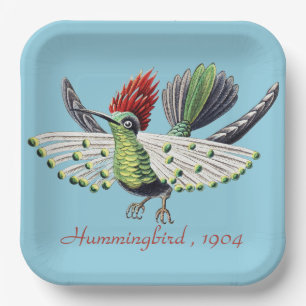 Ernst Haeckel Colourful Hummingbird Nature Art Paper Plate