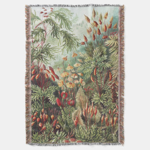 Ernst Haeckel Moss Nature Print Dark Academia Throw Blanket