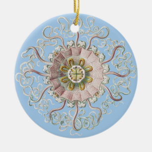 Ernst Haeckel Nautical Pink Jellyfish Medusa Ceramic Ornament