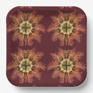 Ernst Haeckel Nautical Tunicate Red Sea Life Art Paper Plate